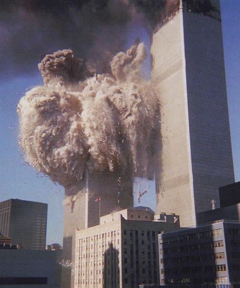 twin towers collapsed. South tower, early in collapse