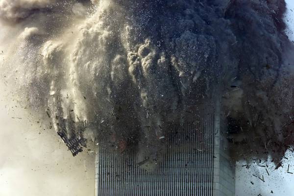 twin towers collapsed. North tower, early in collapse